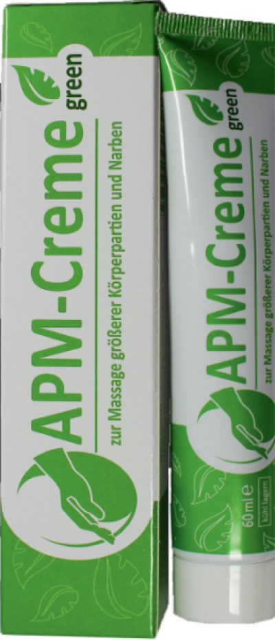 APM Grün weiße Tube und Verpackung der APM Narbencreme