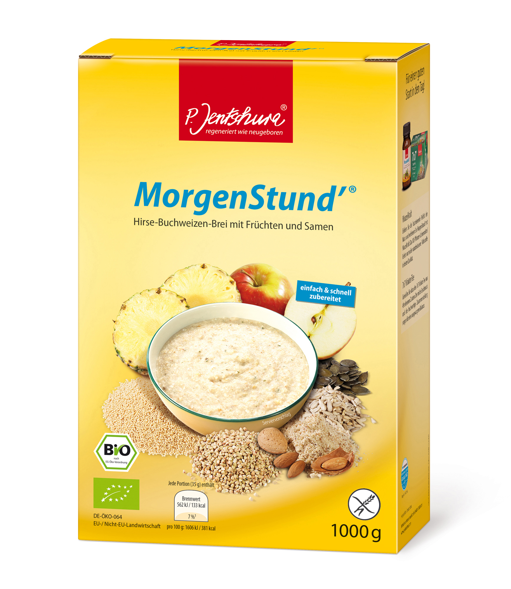 Morgenstund 2 Gelbe Kartonpackung mit der Aufschrift Morgenstund