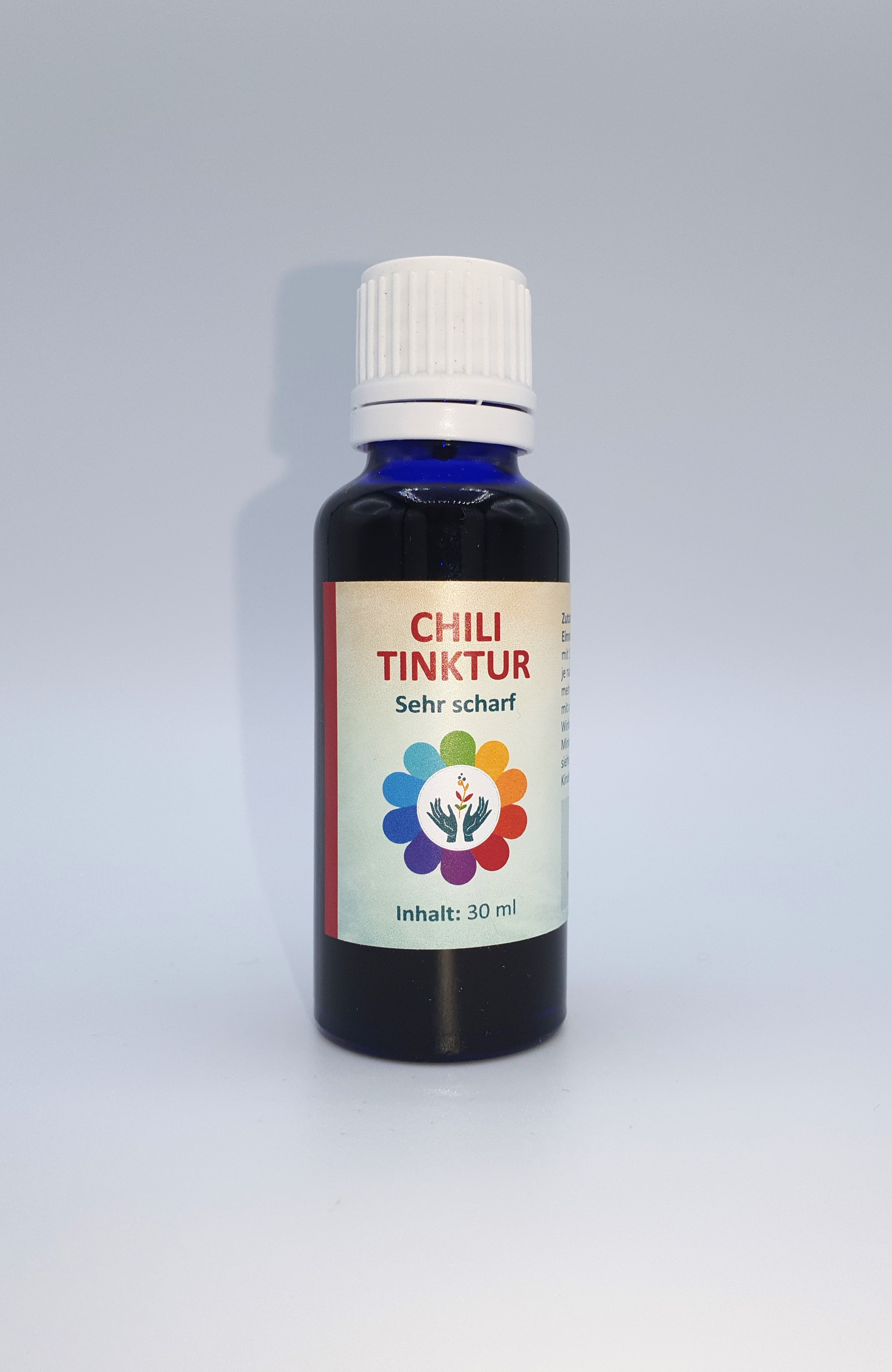 Chili Tinktur Braunes Tropffläschchen mit weißem Verschluss